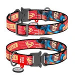 Нашийник для собак нейлоновий WAUDOG Nylon з QR паспортом, малюнок "Супергерой", металевий пряжка-фастекс, Ш 15 мм, Дл 23-35 см