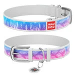 Ошейник WAUDOG Design с рисунком "Ловец снов", премиум кожа, металлическая пряжка (ширина 20 мм, длина 30-39 см), белый