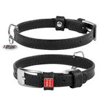 Нашийник для собак шкіряний WAUDOG Glamour з QR паспортом, без прикрас, Ш 15 мм, Дл 27-36 см, чорний