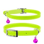 Нашийник для котів шкіряний WAUDOG Glamour з QR паспортом, без прикрас, Ш 9 мм, Дл 22-30 см, салатовий