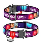 Нашийник для собак нейлоновий WAUDOG Nylon з QR-паспортом, малюнок "Більше космосу", металевий пряжка-фастекс, L, Ш 25 мм, Дл 31-49 см