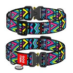 Ошейник для собак нейлоновый WAUDOG Nylon с QR паспортом, рисунок "Инди", металлическая пряжка-фастекс, XXL, Ш 35 мм, Дл 43-70 см
