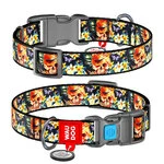 Нашийник для собак нейлоновий WAUDOG Nylon з QR паспортом, малюнок "Гламурні черепи", пластиковий фастекс, Ш 15 мм, Дл 23-35 см