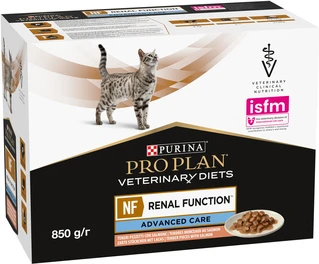 Упаковка влажного корма для кошек Purina Pro Plan Veterinary Diets NF Renal Function Advanced Care патологии почек 10 x 85 г