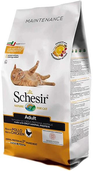 Сухий монопротеїновий корм для дорослих котів Schesir Cat Adult Chicken з куркою 10 кг