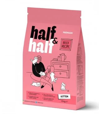 Корм сухой HalfHalf для стерилизованных кошек с говядиной 8 кг