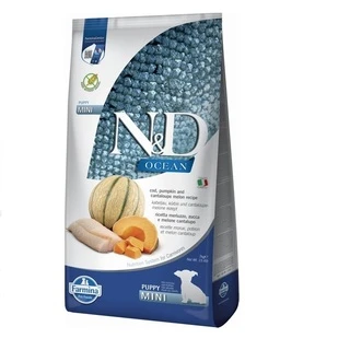Фармина сухой корм для собак N&amp;amp;D GRAIN FREE OCEAN COD, PUMPKIN &amp;amp; CANTALOUPE MELON PUPPY MINI с треской, дыней 7 кг