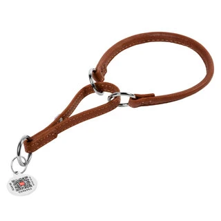 Нашийник-удавка для собак шкіряний WAUDOG Soft з QR паспортом, круглий, Д 10 мм, Дл 41-50 см, коричневий