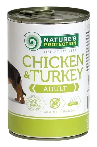 Влажный корм для взрослых собак всех пород с курицей и индейкой Nature's Protection Adult Chicken&amp;amp;Turkey 400г
