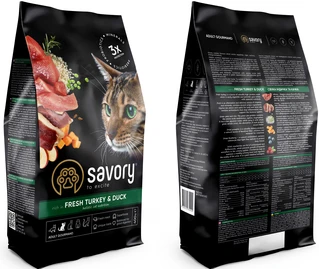 Сухий корм для котів Savory зі свіжим м'ясом індички та качки 400 г
