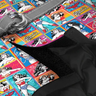 М'яка шлея для собак WAUDOG Clothes з QR паспортом, малюнок "Чудо-жінка комікс", XS2, В 28-31 см, С 20-22 см