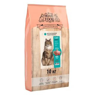 Полнорационный сухой корм для взрослых кастрированных котов и стерилизованных кошек Home Food с кроликом и клюквой 10 кг