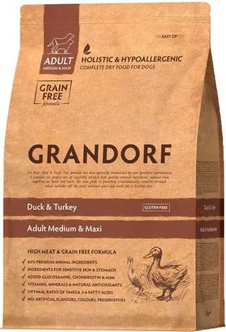 Сухой корм Грандорф для средних и крупных пород с 1 года утка с индейкой 10 кг Grandorf Sensitive Care