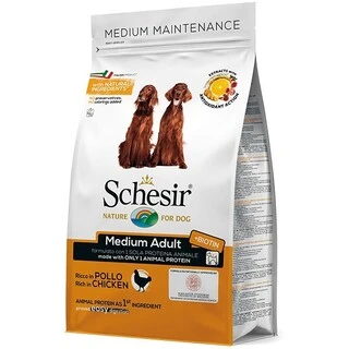 Сухой монопротеиновый корм для взрослых собак средних пород Шезир Schesir Dog Medium Adult Chicken с курицей, 12 кг