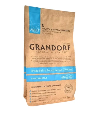 Сухой корм для взрослых кошек для кожи и шерсти Grandorf WHITE FISH &amp;amp; TURKEY SKIN &amp;amp; COAT CARE белая рыба с индейкой, 400 г