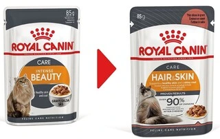 ПАК.Влажный корм для взрослых кошек Royal Canin HAIR&amp;amp;SKIN IN GRAVY (Соус) поддержание здоровья кожи и шерсти12шт по 85 г