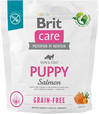 Сухой беззерновой корм для щенков всех пород Brit Care Dog Grain‑free Puppy с лососем 1 кг