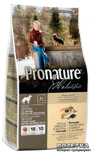 Сухой корм для пожилых собак Pronature Holistic Senior со вкусом океанической белой рыбы и дикого риса 2.72 кг