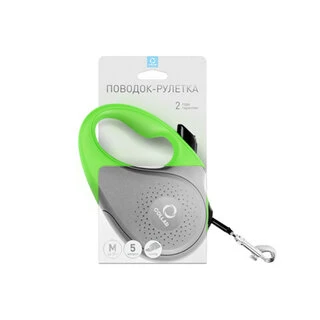 Рулетка-поводок CoLLaR для собак, розмір M, 25 кг, 5 м, стрічка, салатовий
