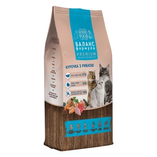 Полнорационный сухой корм для стерильных кошек Home Food с курицей и рыбкой 10 кг