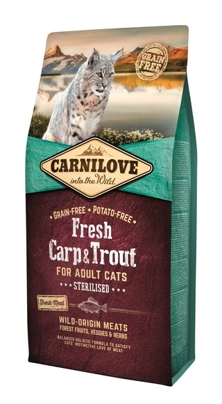 Сухий корм для стерилізованих кішок Carnilove Fresh з коропом і фореллю 6 кг (8595602527465)