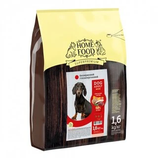 Повнораціонний беззерновий гіпоалергенний сухий корм для дорослих собак дрібних порід Home Food качка з нутом 1.6 кг