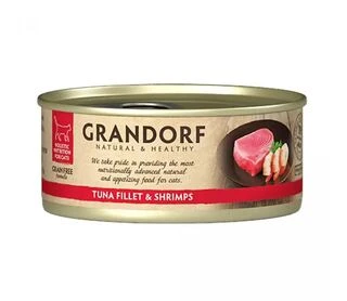 Влажный корм для кошек Grandorf TUNA FILLET &amp;amp; SHRIMPS филе тунца с креветками, 70 г