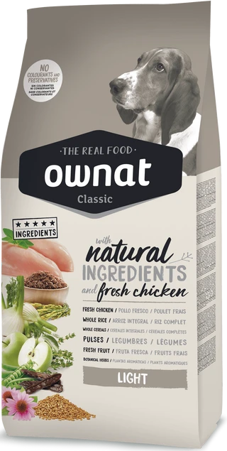 Сухой корм для взрослых собак, склонных к набору веса Ownat Classic Light (Dog) 4 кг