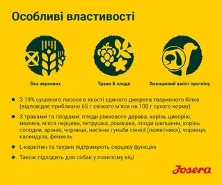 Сухий корм для дорослих собак Josera Lachs &amp; Kartoffel 15 кг