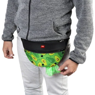 Поясна сумка-бананка WAUDOG Textile для корму та аксесуарів, малюнок "Авокадо", розмір 33*17*10 см