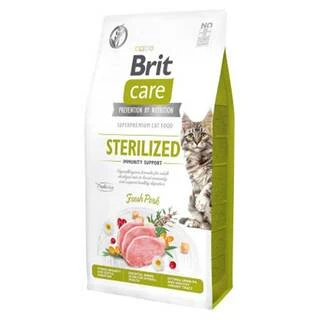 Сухой беззерновой корм для стерилизованных кошек Brit Care Cat GF Sterilized Immunity с свининой 7 кг