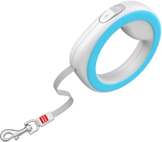 Поводок-рулетка для собак Collar WAUDOG R-leash, круглая, XS-M, до 40 кг, 2,9 м, светоотражающая лента, голубая