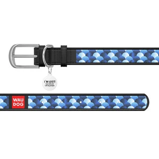 Нашийник WAUDOG Design з малюнком "Луска", преміум шкіра, металевий пряжка (ширина 35 мм, довжина 46-60 см), чорний