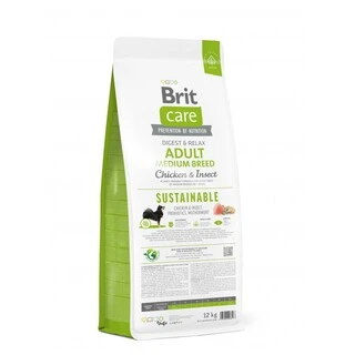 Корм для собак средних пород Brit Care Dog Sustainable Adult Medium Breed с курицей и насекомыми 12 кг (8595602558681)