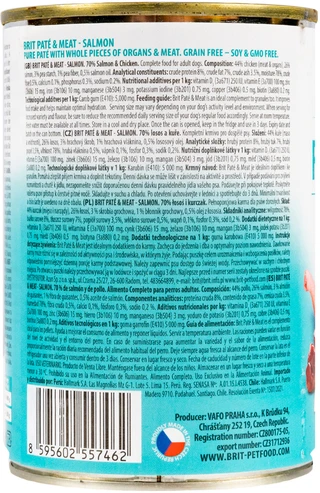 ПАК. Влажный корм для собак Brit Pat&eacute; &amp;amp; Meat с лососем и курицей, 6 шт по 400 г
