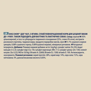 Сухой корм для щенков Dog Chow Puppy с ягненком 2.5 кг