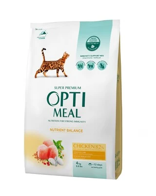 Сухой корм Optimeal для взрослых кошек со вкусом курицы 4 кг