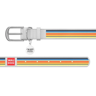 Нашийник WAUDOG Design з малюнком "Лінії 2", преміум шкіра, металевий пряжка (ширина 35 мм, довжина 46-60 см), білий