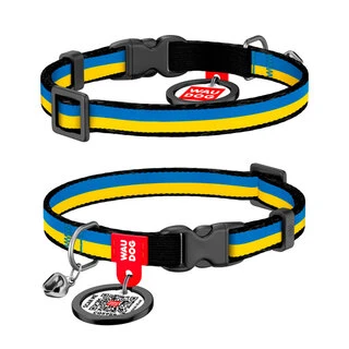 Нашийник для котів нейлоновий WAUDOG Nylon з QR паспортом, малюнок "Colors of freedom", пластиковий фастекс, XS, Ш 10 мм, Дл 20-30 см