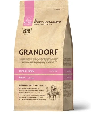 Сухой корм Грандорф Grandorf Lamb and Turkey KITTEN для котят с 3 недель ягненок с индейкой 0.4 кг