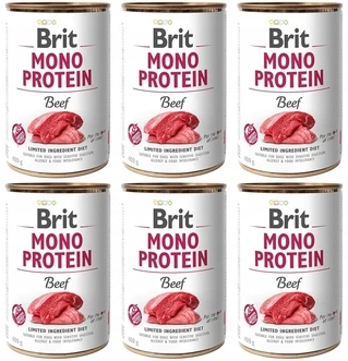 ПАК. Консервированный монопротеиновый корм для собак Brit Diet Mono Protein Dog с говядиной, 6 шт по 400 г