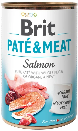 ПАК. Влажный корм для собак Brit Pat&eacute; &amp;amp; Meat с лососем и курицей, 6 шт по 400 г