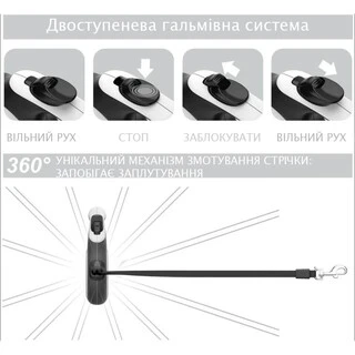 Поводок-рулетка для собак WAUDOG R-leash, рисунок "Colors of freedom", L, до 50 кг, 5 м, светоотражающая лента