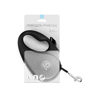 Рулетка-поводок CoLLaR для собак, розмір L, 50 кг, 5 м, стрічка, чорний