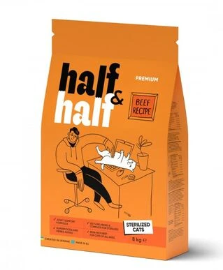 Корм сухой HalfHalf для котят с говядиной 8 кг