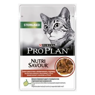 Упаковка влажного корма для кошек Purina Pro Plan Sterilised Nutrisavour с говядиной 26 шт. по 85 г