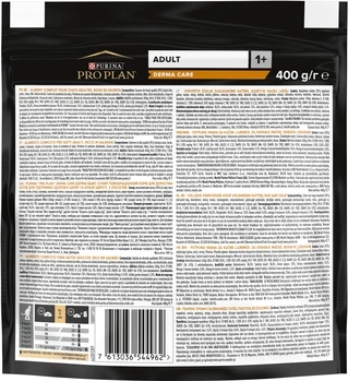 Сухой корм для взрослых кошек Purina Pro Plan Adult 1+ Derma Care для поддержания здоровья кожи и красоты шерсти с лососем 400 г