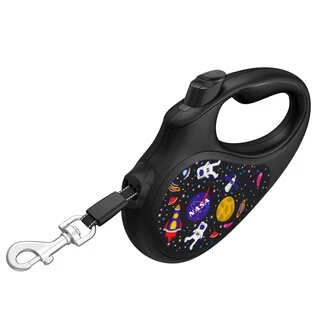 Поводок-рулетка для собак WAUDOG R-leash, рисунок "NASA", L, до 50 кг, 5 м, светоотражающая лента, черный