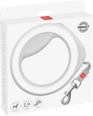 Поводок-рулетка для собак Collar WAUDOG R-leash, круглая, XS-M, до 40 кг, 2,9 м, светоотражающая лента, белая