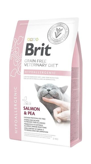 Лечебный корм Brit  Veterinary Diet для котов и котят при пищевой аллергии и дерматитах с лососем и горохом 2 кг
